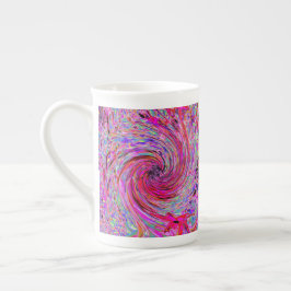 Cooler Abstrakter Retro Hot Pink und Roter Blütenw Prozellantasse