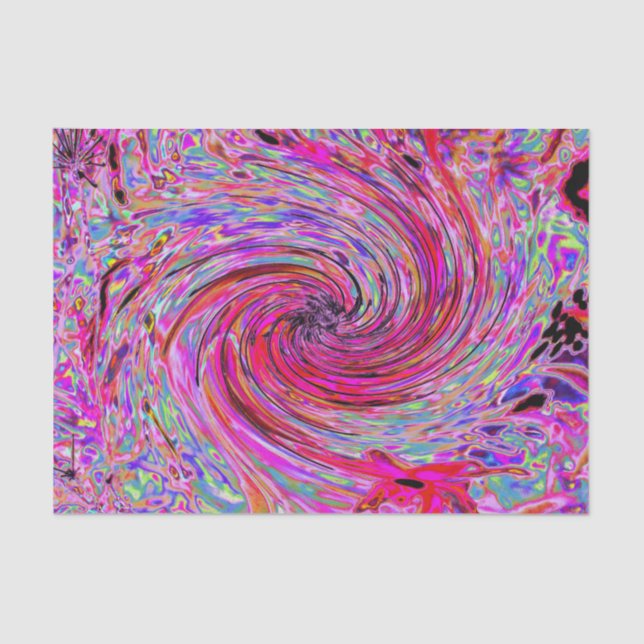 Cooler Abstrakter Retro Hot Pink und Roter Blütenw Seidenpapier (Vorderseite)