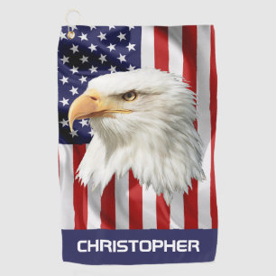 Cooler Adler, die amerikanische Flagge Patriotisch Golfhandtuch
