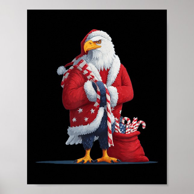 Cooler Adler in Weihnachten Stimmung für einen net Poster (Vorne)