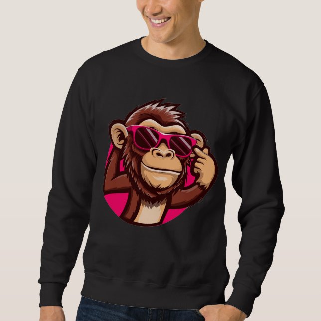 Cooler Affe schwarzer Sweatshirt (Vorderseite)