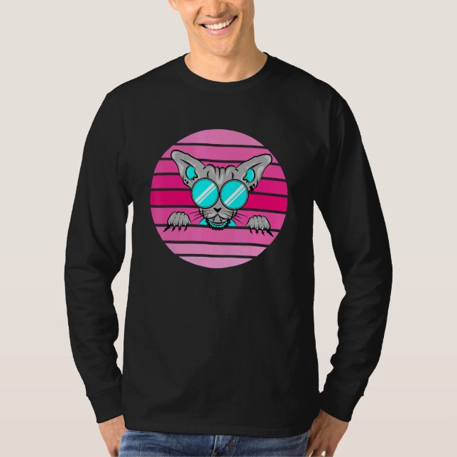 Cooler ägyptischer Retro-Cat Sunset T-Shirt (Vorderseite)