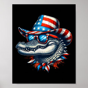 Cooler Alligator 4. Juli Unabhängigkeitstag USA Poster
