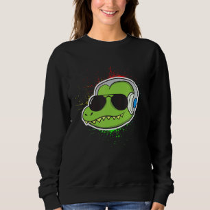 Cooler Alligator mit Kopfhörer-Alligator Sweatshirt