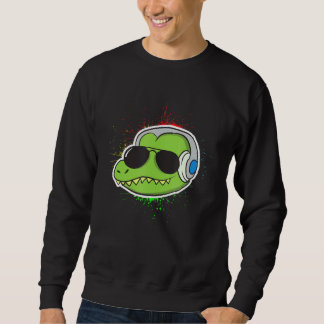 Cooler Alligator mit Kopfhörer-Alligator Sweatshirt