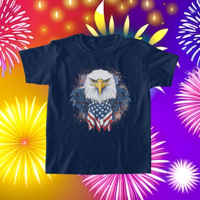 cooler amerikanischer Adler Patriotische Kinder T-Shirt (Von Creator hochgeladen)