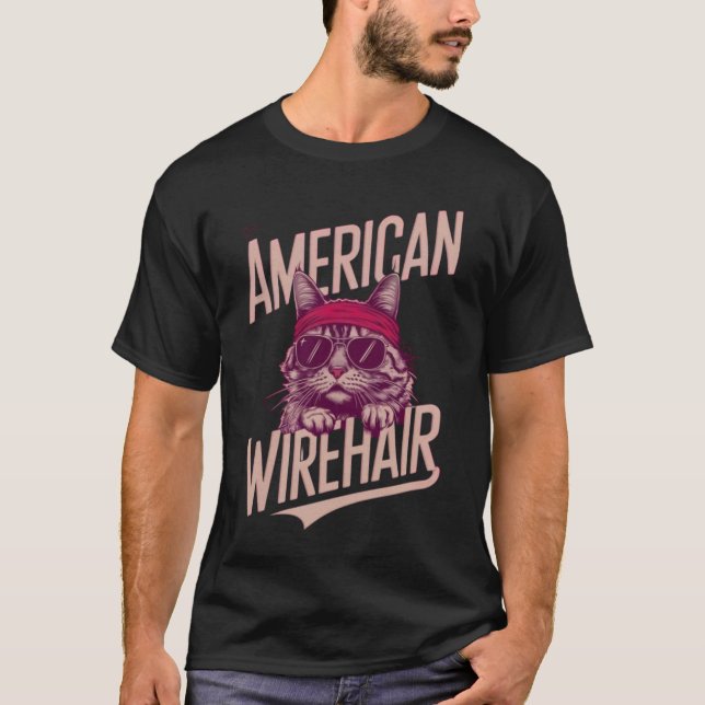 Cooler amerikanischer Drahthaarterrier Cat T-Shirt (Vorderseite)