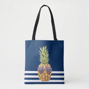 Cooler Ananas Nautical Navy Blau Streifen