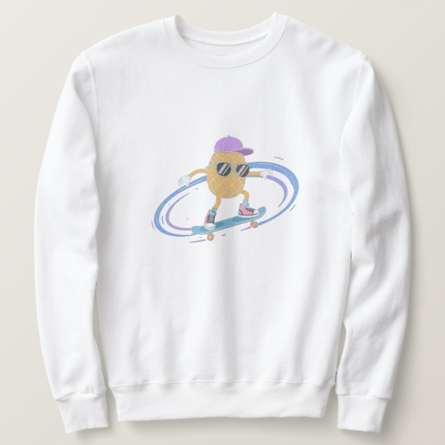Cooler Ananas Skater – Lustiger Tropischer Skatebo Sweatshirt (Design vorne)