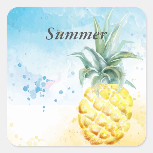 Cooler Ananas Sommer Quadratischer Aufkleber (Vorderseite)