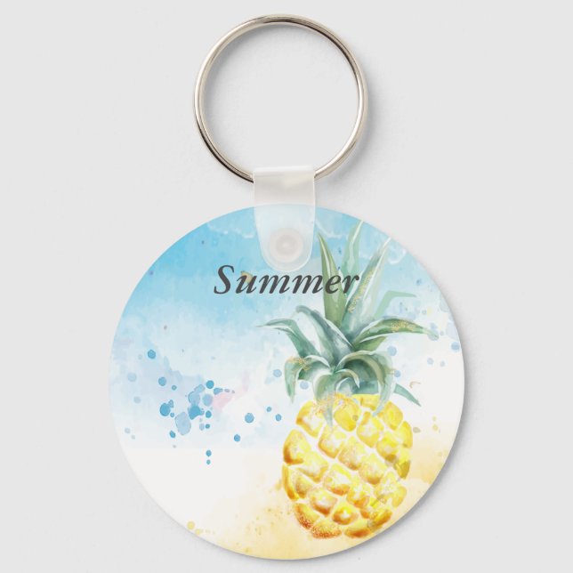 Cooler Ananas Sommer Schlüsselanhänger (Vorderseite)
