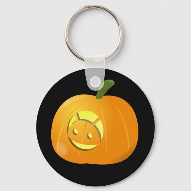 Cooler Android Pumpkin Halloween Button Schlüssela Schlüsselanhänger (Vorderseite)