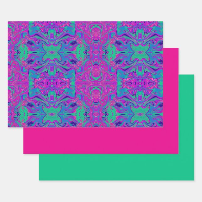 Cooler Aquamariner Rosa Glitzer Girl Birthday Slim Geschenkpapier Set (Set)