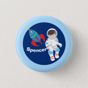 Cooler Astronautenraketenschiff Weltraum Geburtsta Button
