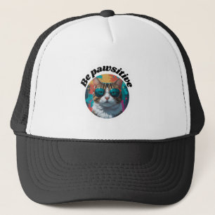 Cooler Aufkleber "Be Pawsitive" Motivierend Truckerkappe