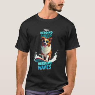 Cooler Australian Shepherd Surfer Hund T-Shirt