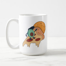 Cooler Avocado Surfen auf einer Pizzaseite Kaffeetasse