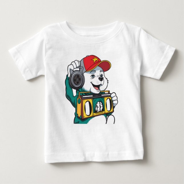 Cooler Bär Boombox Kinder T - Shirt (Vorderseite)