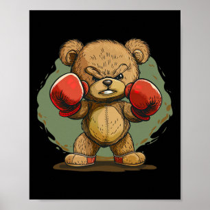 Cooler Bär mit Boxhandschuh Poster