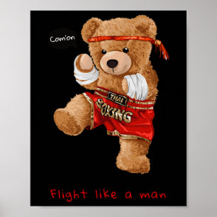Cooler Bärenmann Boxing Fight Style Illustration G Poster
