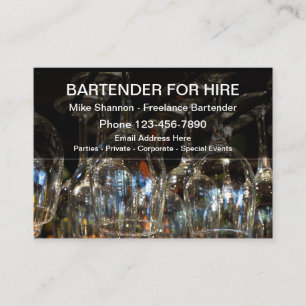 Cooler Barkeeper zum Mieten Visitenkarte