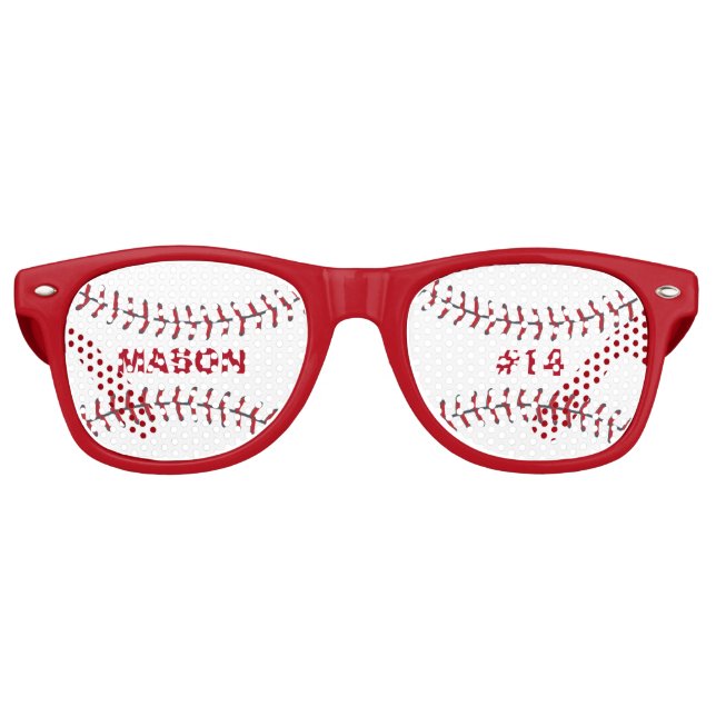 Cooler Baseball-Ball-Player Red White Monogram Partybrille (Vorderseite)