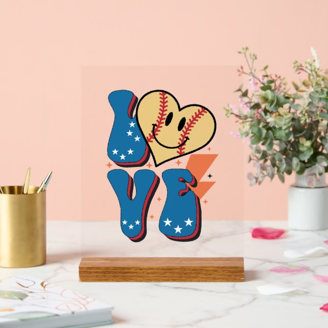 Cooler Baseballsportfreund Wortart Acrylschild (Hochzeit)