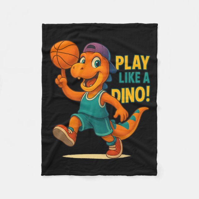 Cooler Basketball Dinosaurier Spieler Kulinarische Fleecedecke (Vorderseite)