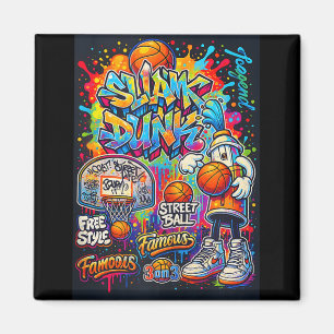 Cooler Basketball Graffiti-Stil Illustration Graph Magnet