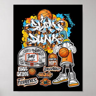 Cooler Basketball Graffiti-Stil Illustration Graph Poster