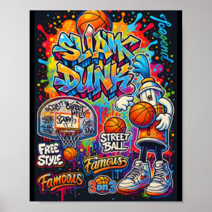 Cooler Basketball Graffiti-Stil Illustration Graph Poster