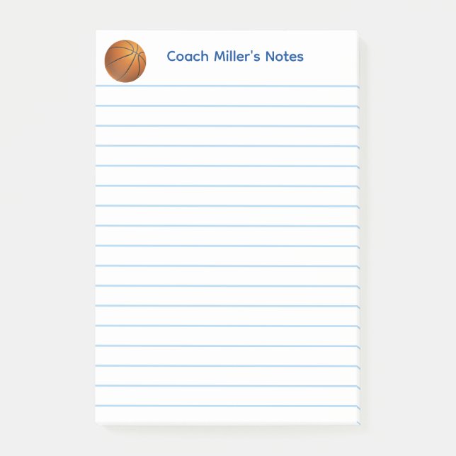 Cooler Basketball-Trainer liniertes Maßgeschneider Post-it Klebezettel (Vorderseite)