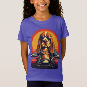 Cooler Basset-Hound-Biker im Sonnenuntergang T-Shirt