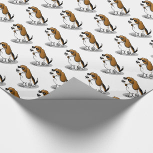 Cooler Basset Hound Hund und Sonnenbrille (Trikolo Geschenkpapier