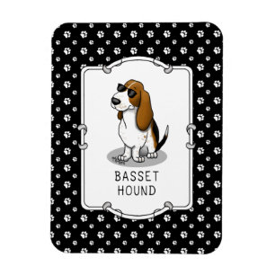Cooler Basset Hound Hund und Sonnenbrille (Trikolo Magnet