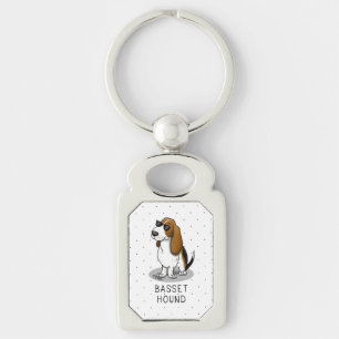 Cooler Basset Hound Hund und Sonnenbrille (Trikolo Schlüsselanhänger