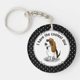 Cooler Basset Hound Hund und Sonnenbrille (Trikolo Schlüsselanhänger