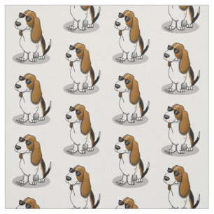 Cooler Basset Hound Hund und Sonnenbrille (Trikolo Stoff