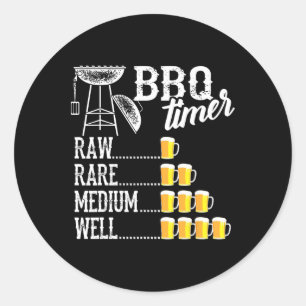 Cooler BBQ-Timer Roh Selten Mittel Gut Lustiger Bi Runder Aufkleber