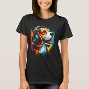 Cooler Beagle Dog Headphone Musik Weihnachten T-Shirt