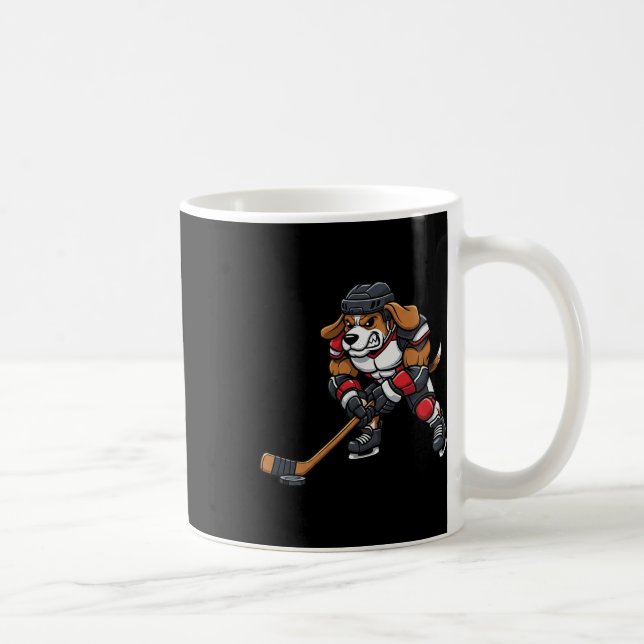 Cooler Beagle-Hund Eishockeyspieler Team  Kaffeetasse (Rechts)