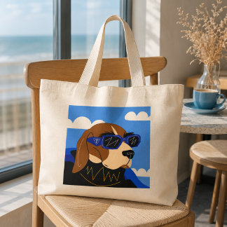 Cooler Beagle-Hund mit Luxus-Sonnenbrille Jumbo Stoffbeutel