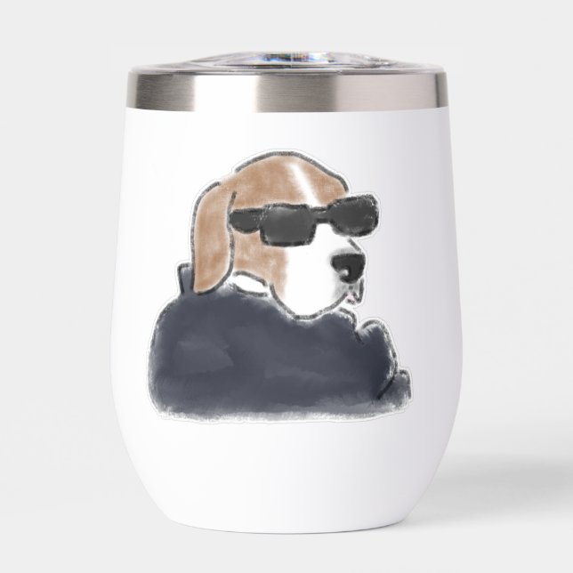 Cooler Beagle-Hund mit Sonnenbrille und Jacke Illu (Vorderseite)