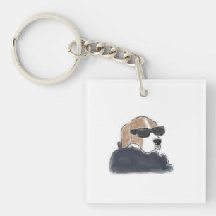 Cooler Beagle-Hund mit Sonnenbrille und Jacke Illu Schlüsselanhänger