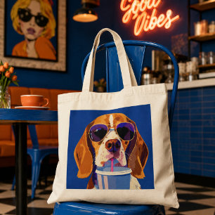 Cooler Beagle-Hund trinkt Soda Sommer-Vibes Tragetasche