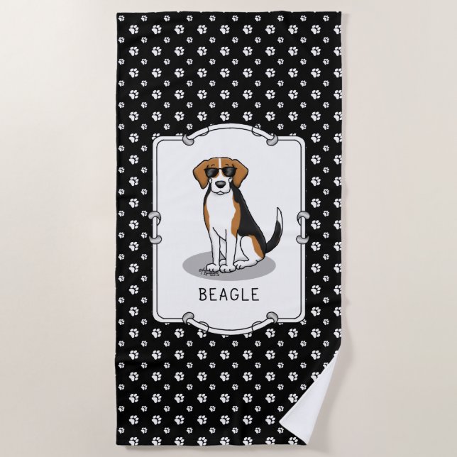 Cooler Beagle mit Sonnenbrille (Tri-Farbe 3) Funny Strandtuch (Vorderseite)
