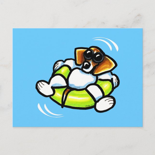 Cooler Beagle Pool Float Off-Leash Art™ Postkarte (Vorderseite)