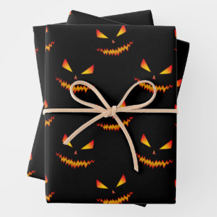 Cooler beängstigender Jack O'Lantern-Gesichtsaussc Geschenkpapier Set