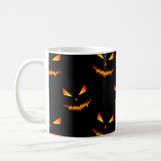 Cooler beängstigender Jack O'Lantern-Gesichtsaussc Kaffeetasse (Links)