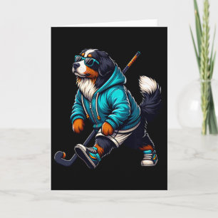 Cooler Berner Sennenhund-Hockeyspieler mit Kapuzen Karte